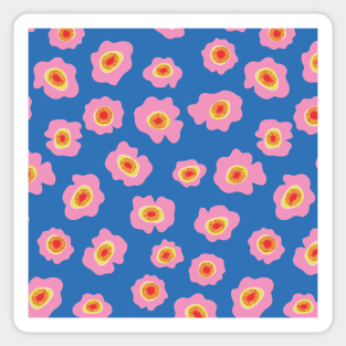 Pink Blue Abstract Flower Pattern Sticker